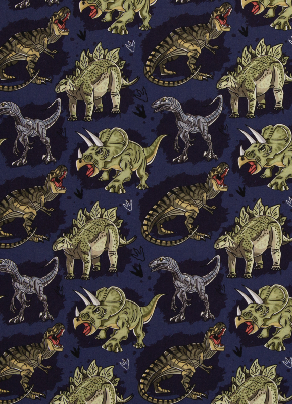 Baumwollstoff - Tim - Dinosaurier - dunkelblau